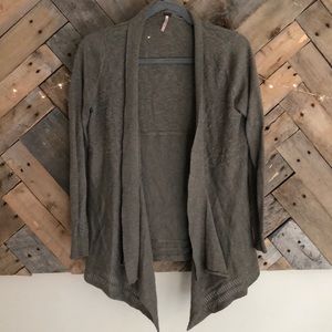 Waterfall Taupe Cardigan Sweater, Long Sleeve M